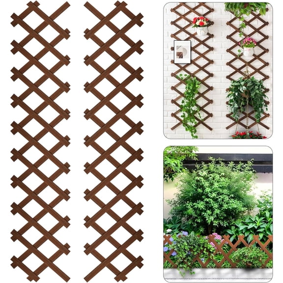 Gilysido  Brown Wood Rectangle Trellis for Climbing and Air Plants Outdoor Vertical Rack Wall Decor