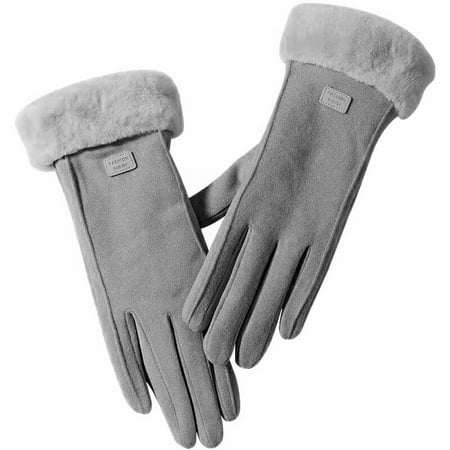 

WIQUOKETT Gloves Women Riding and Driving in Winter Thickened Warm and Cold Proof Screen Winter Suede German Velvet