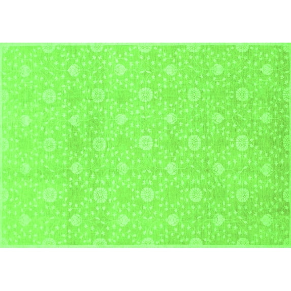 Ahgly Company Machine Washable Indoor Rectangle Oriental Green Traditional Area Rugs, 8' x 10'