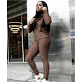 thumbnail image 3 of Akmipoem Womens 2 Piece Tracksuit Set Full Zipper Front Jacket Textured Leggings Workout Sweatsuit, 3 of 6