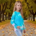 thumbnail image 4 of XADYUY Girls Long Sleeve Shirts 7-8 Trendy Tie Dye Crewneck Shirts for Girls Winter Basic Girls Tops Cotton Girls Sweatshirts 11-12 Years,Sky Blue, 4 of 6
