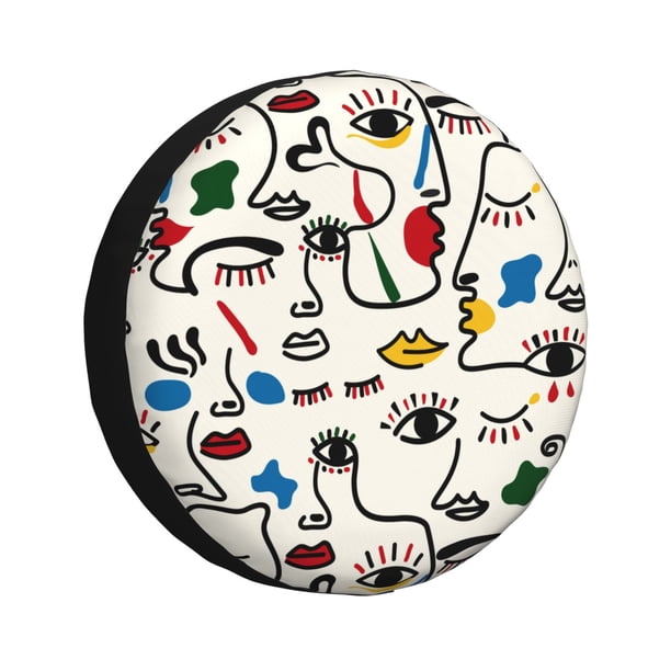 Fotbe Aabstract Eyes Funda de Llanta de Repuesto con Estampado, Engrosada, Ajuste Universal para Jeep, Remolque, RV, SUV, Camión-14 inch