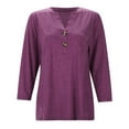 thumbnail image 4 of Women Blouses Rayon T Shirt Solid Womens Casual Tee for Women Toe Smocked Tops for Casual Fall Womens Blouses Lightweight Dress Shirts Lady Wear Nice Shirts Dark Long Sleeve Purple S, 4 of 8