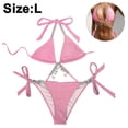 thumbnail image 2 of Women's Halter Tie Side Triangle Bikini Set String 2 Piece Bikini Swimsuit Bathing Suit, 2 of 5