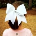 thumbnail image 3 of White Cheer Bows Bulk Large Hair Bows Breast Cancer 8inch for Toddler Girls Jumbo Cheerleading Ponytail Holder Team Gifts for Teen Hair Ribbons Softball Cheerleader Pack of 2, 3 of 5