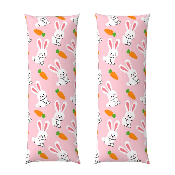 Balery Rabbit And Carrot Funda Protectora para Almohada Corporal de Algodón Hipoalergénico con Cierre(55 x 21 pulgadas), Almohadas No Incluidas