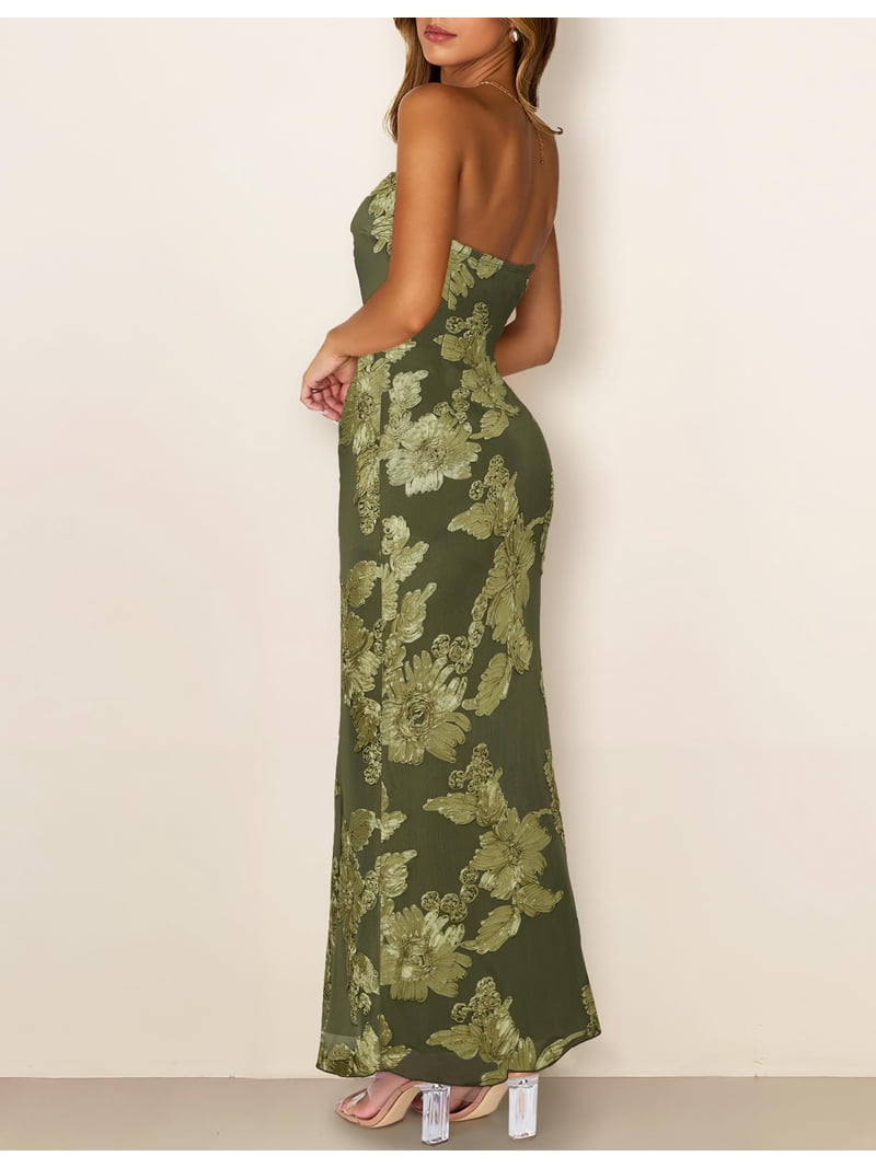 army green tube dress Denimoi Sexy Tube Bodycon Dress Sexy Dresses Long Dress Summer Outfits  Everyday Wear Vacation Club Olive Green