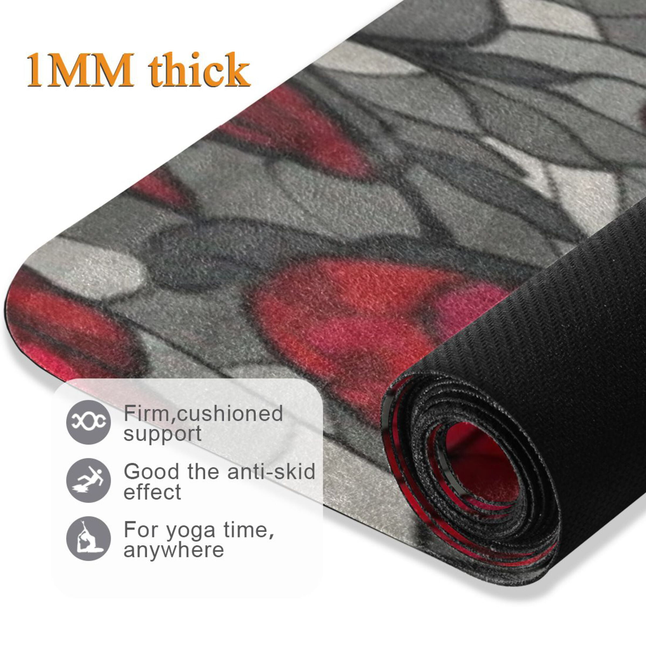 BZSMCE Yoga Mat Women Fitness Mat Crimson Rose Noir Pattern