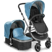 Angle View: babyroues letour lux ii - blue leatherette canopy and footcover/frosted silver frame