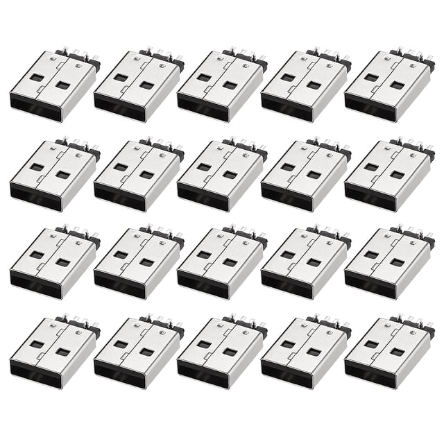 Unique Bargains PCB USB Connector Type-A 2.0 Male Jack 180 Degree SMT SMD 20Pcs