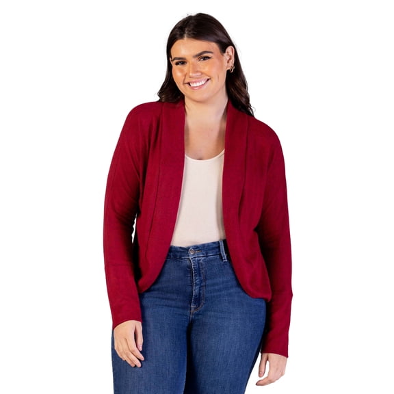 Plus Size Curved Hem Long Bolero Shrug Cardigan