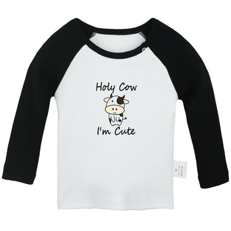 

Holy Cow I m Cute Funny T shirt For Baby Newborn Babies T-shirts Infant Tops 0-24M Kids Graphic Tees Clothing (Long Black Raglan T-shirt 18-24 Months)