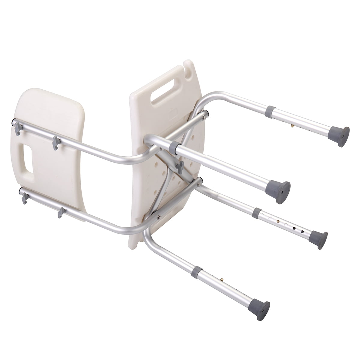 Lowestbest Shower Chair Bath Seat for Bathtubs, Adjustable Bathtub Stool Seat with Aluminum Legs, Bath Chair, White
