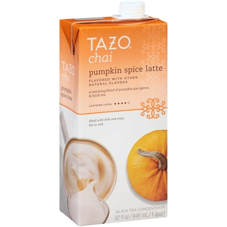 (4 Boxes) Tazo Chai Pumpkin Spice Latte Black Tea Concentrate 32 fl oz.