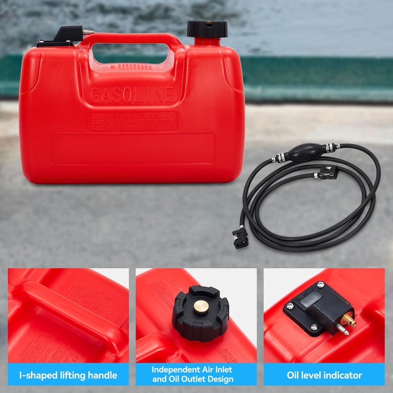 Towallmark 3 Gallon Portable Gas Tank, Marine Fuel Tank, Outboard Fuel Tank with Hose and I Handle, for Boat Marine Use