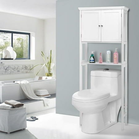 - Toilet Storage Space Saver Towel Rack Shelf Cabinet Bathroom