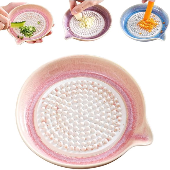 Handcrafted Ceramic Garlic Ginger Grater Plate Multipurpose Onion Vegetable Fruit Grinder