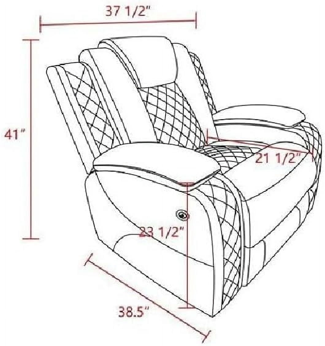 Power Recliner Sofa Set with LED Lights, Reclining Sofa Couch,USB Ports & Cup Holders, Air Leather Home Theater Seating with Storage, Black