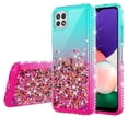 thumbnail image 2 of SPY CASE for Boost Mobile Celero 5G/Samsung Galaxy A22 5G Case Liquid Glitter Phone Case Cover with Tempered Glass Screen - Pink/Teal, 2 of 5