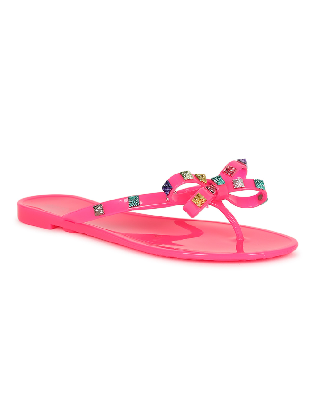 studded bow jelly flip flop
