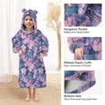 thumbnail image 3 of FORMRS Wearable Blanket Hoodie with Sleeves for Kids Cozy Flannel Sweatshirt, Watercolor Pink Marble Pattern, 3 of 7