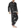 thumbnail image 2 of KLL Star Gazing Cat Illustration Sleepwear Mens Flannel Pajamas,Long Cotton Pj Set, 2 of 7