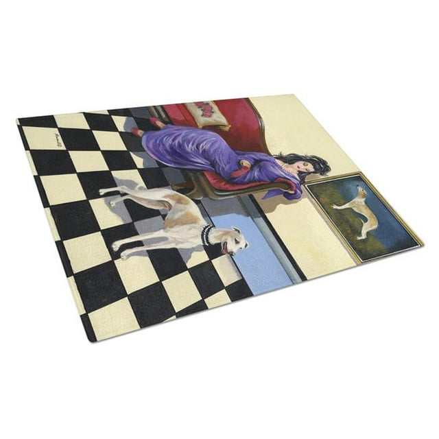 Carolines Treasures PPP3238LCB Whippet Elegance & Grace Glass Cutting Board - Large