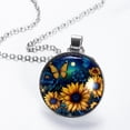 thumbnail image 2 of Starry Sky Sunflower Butterfly Elegant Glass Circular Pendant Necklace Jewelry, 2 of 5