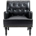thumbnail image 2 of Mid-Century PU Leather Accent Chair, Large  Living Room Lounge Sofa Chair with Black Painted Rubber Wood Feet, Single Club Armchair with Rivet Trim and Padded Seat for Bedroom Home Reception, 2 of 8