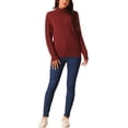 thumbnail image 2 of Suéter casual de manga larga de cuello alto INSPIRE CHIC para mujer, suéter grueso y cálido, talla XL, color rojo vino, 2 of 5