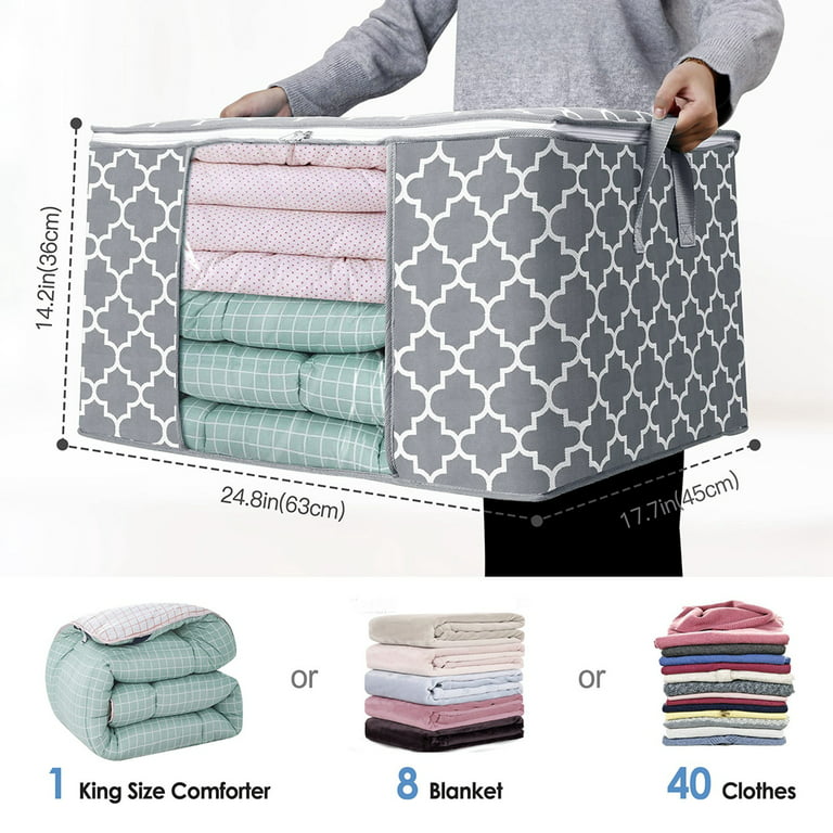 Clothes Storage Bags Foldable Blanket Storage Bins for Closet Organizers Storage  Containers with Durable Handles Thick Fabric for Clothing Comforter Blanket  Bedding Organization and Storage 6 Pack