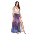 thumbnail image 2 of FORMRS Womens Long Sarong Beach Wrap Semi-Sheer Bikini Skirt Bathing Swimsuit Cover Up, Blue Neon Road, 2 of 7