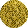 thumbnail image 1 of Ahgly Company Indoor Round Abstract Yellow Modern Area Rugs, 3' Round, 1 of 4