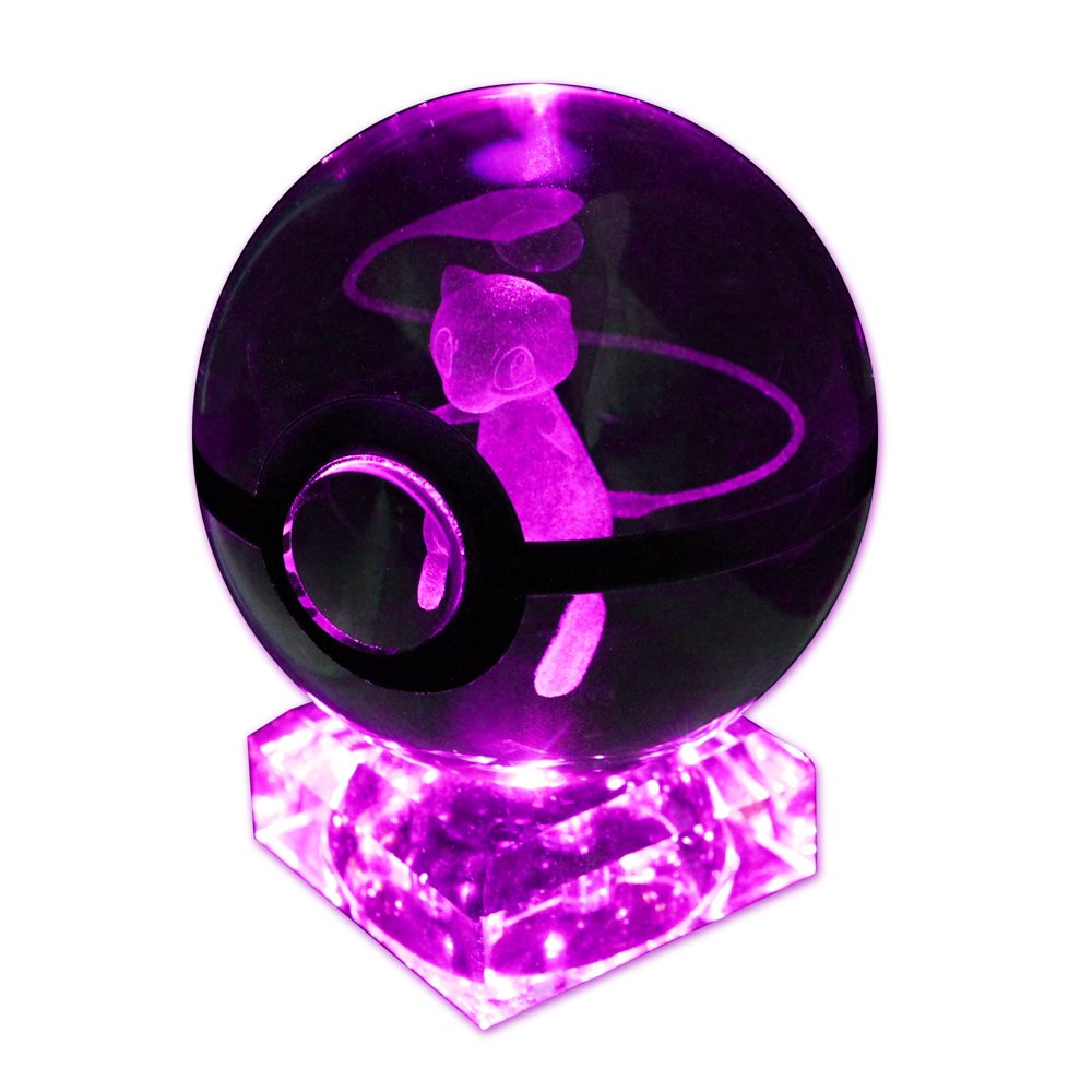 Pokemon Mew Crystal Poke Ball Night Light with Crystal Base and Soft