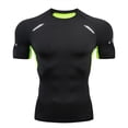 thumbnail image 2 of Mens Compression Shirts Short Sleeve Athletic T Shirt Running Tops Cool Dry Workout Gym Undershirt Light Green XL, 2 of 3