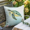thumbnail image 5 of Sea Turtle Throw Pillow Cover Teal Green Starfish Shell Marine Life Cotton Linen Cushion Cover Throw Pillow Case with Invisible Zipper for Couch Sofa Bed Chair Car 18x18 Inch, 5 of 9