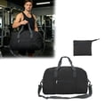 thumbnail image 2 of Foldable Sports Gym Bag with Shoe Compartment, Lightweight Travel Duffle for Workout and Weekend Trips,Black-45x30x12cm, 2 of 7