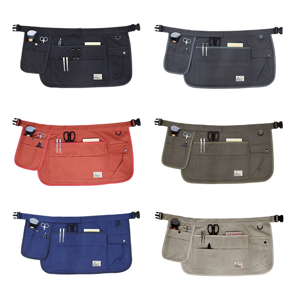 HUONA Half Apron Skirt Apron Canvas Apron Pocket Beauty Half length Apron Artisan Electrician Apron Wear Resistant Buckle Apron Dirty Proof Industrial Garden Tools Storage Beige