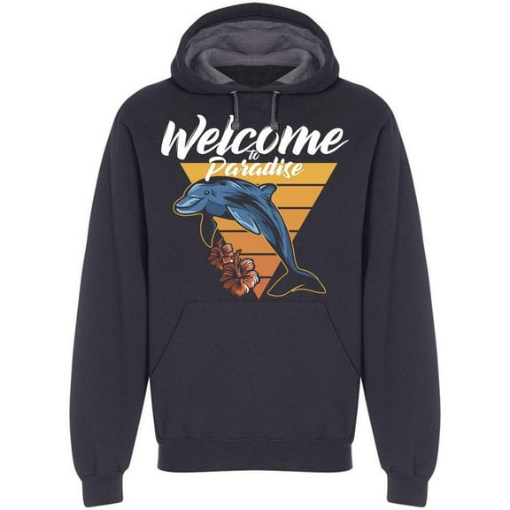 Welcome To Paradise Dolphin  Hoodie Men -Image by Shutterstock, Male x-Large