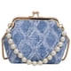thumbnail image 1 of Bolso Hombro Mezclilla para Mujer Con Cruzado Asa Superior Perlas () Azul, 1 of 4