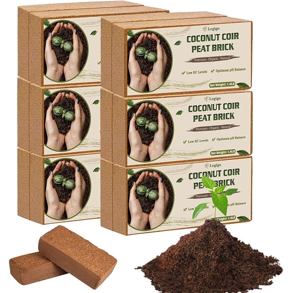 12 Pack Premium Coco Coir Brick for Plants- 100% Organic Compressed Coconut Coir Bricks Starting Mix, Coco Coir Fiber Coconut Husk for Planting, Gardening, Potting Soil Substrate, Herbs