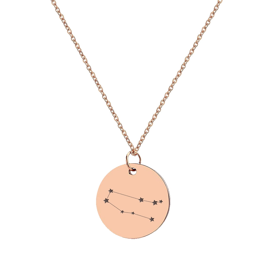 Anavia Round Gemini Constellation Zodiac Star Sign Stainless Steel Rose Gold Disc 22mm Pendant Jewelry with Gift Box