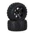 thumbnail image 2 of 4 X Black Plastic 7spoke Wheel Rim Gravel Pattern Rubber Tire, 2 of 3