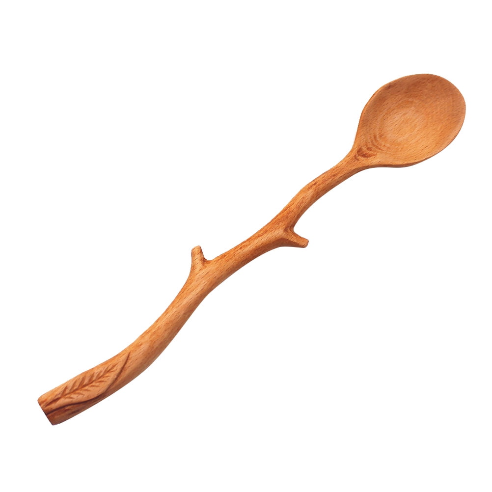 NUOLUX Japanese Style Beech Spoons Branch Shape Long Handle Scoop