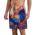 thumbnail image 2 of KLL Rooster Oil Painting Men's Casual Summer Beach Shorts Hawaiian Shorts with Pockets-Small, 2 of 5