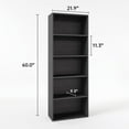 thumbnail image 2 of Bapipro Bookcase and Bookshelf, Floor Standing 5-Tier High Bookshelf, Display Storage Rack, Home Decorative Furniture, Suitable for Home Offices, Living Rooms, and Bedrooms,Black, 2 of 6