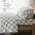 thumbnail image 4 of Regency Heights Queen Size Cotton Flannel Sheet Set, 4-Piece Flannel Bed Sheets Queen, 100% Cotton Bed Sheets Set with Deep Pocket, Blue Plaid, 4 of 7