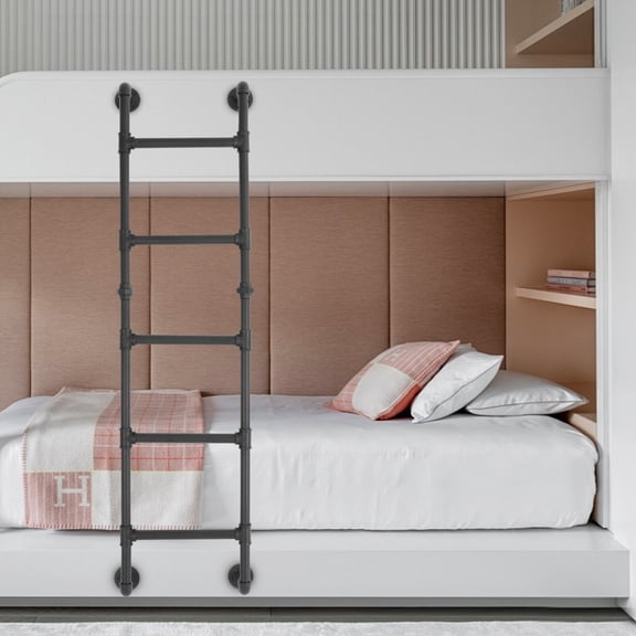 Heavy Duty Bunk Bed Ladder, 440 Lbs Capacity - 5 Step Convertible Loft Ladder with Wall Mount or Free Standing, Modular Metal Ladder for Kids Adult, Black