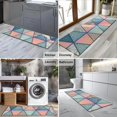 thumbnail image 2 of Pink and Blue Triangular Floral Boho Pattern Kitchen Rug Mat,Kitchen Runner Rugs Non Skid Washable,Decorative Kitchen Floor Mats for Kitchen,Sink,Laundry,17"X47", 2 of 5