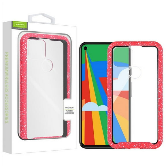 Splash Hybrid Case for Google Pixel 5 - Highly Transparent Clear / Red